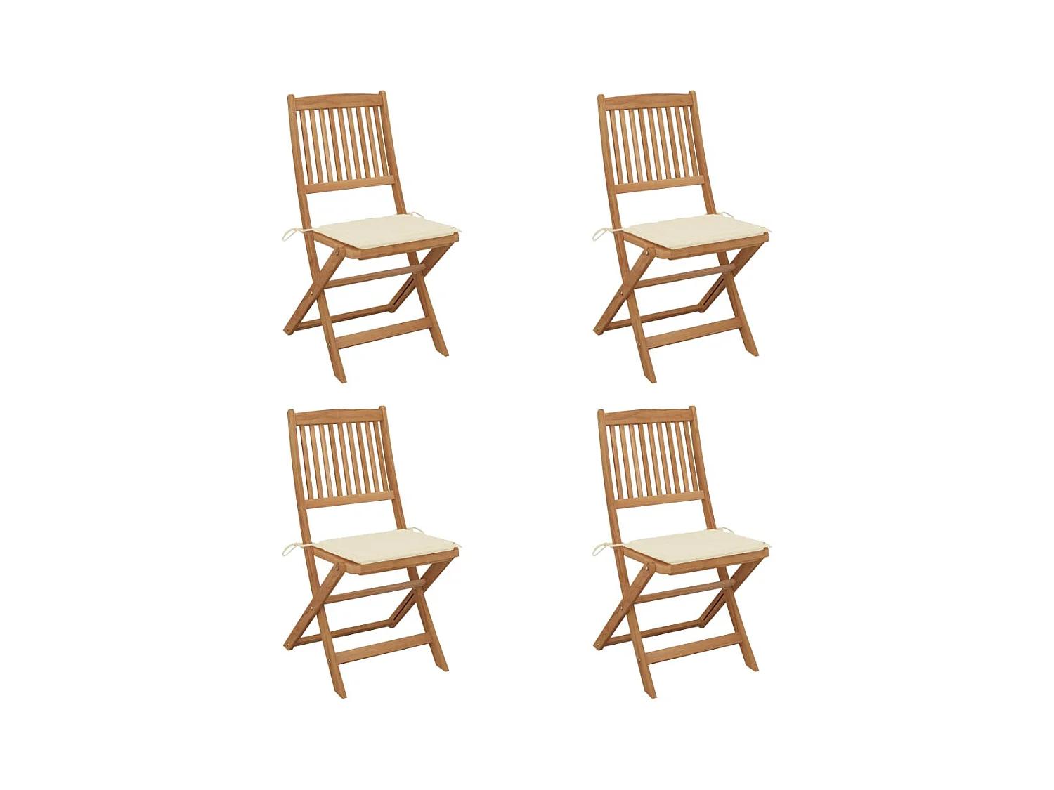 Chaises pliables de jardin 4 pcs avec coussins Bois d'acacia 47