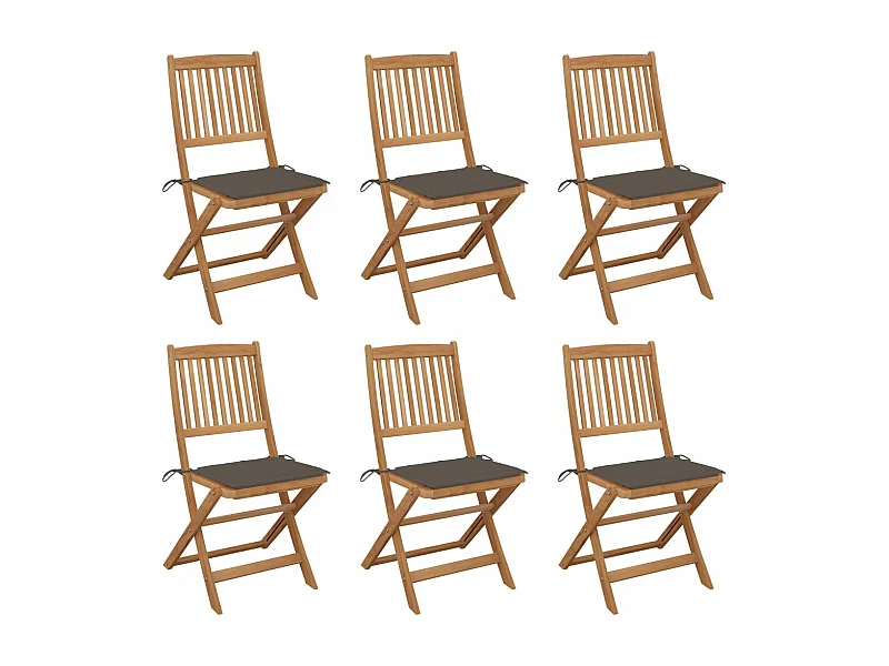 Chaises pliables de jardin 6 pcs avec coussins Bois d'acacia 12