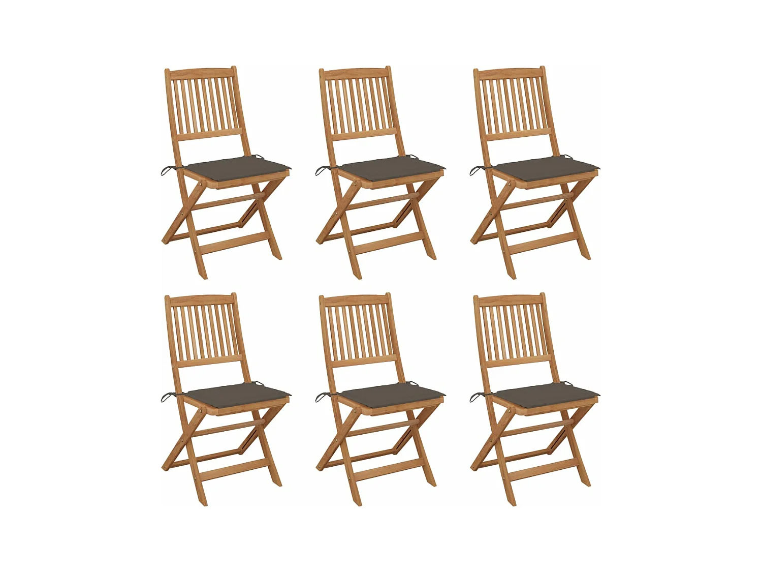 Chaises pliables de jardin 6 pcs avec coussins Bois d'acacia 12