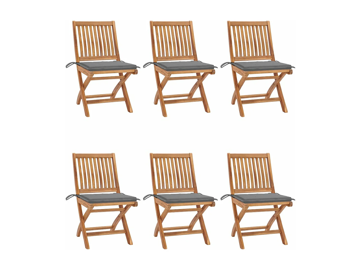 Chaises pliables de jardin avec coussins 6 pcs Bois de teck 27