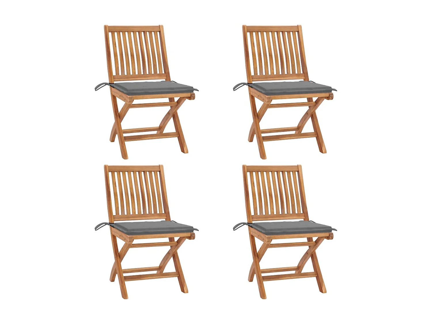 Chaises pliables de jardin avec coussins 4 pcs Teck solide 52