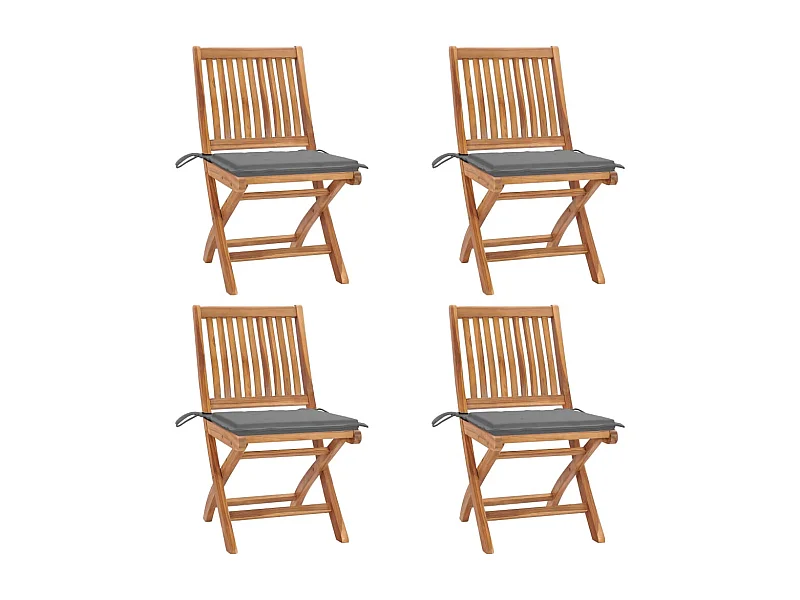 Chaises pliables de jardin avec coussins 4 pcs Teck solide 52