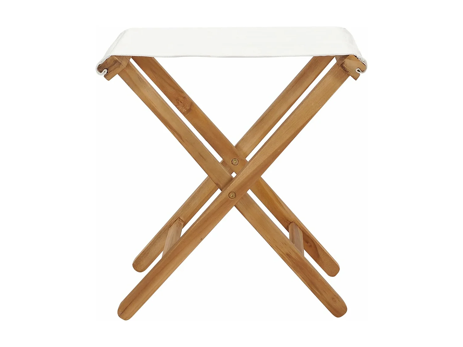 Chaises pliables 2 pcs Bois de teck solide et tissu Blanc crème