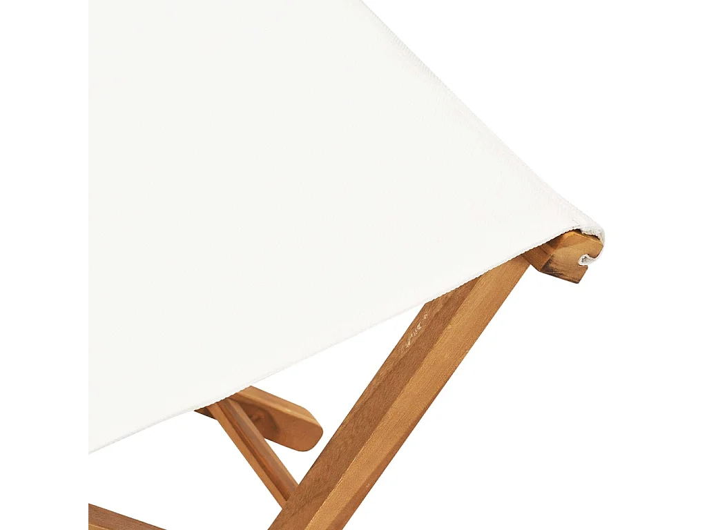 Chaises pliables 2 pcs Bois de teck solide et tissu Blanc crème