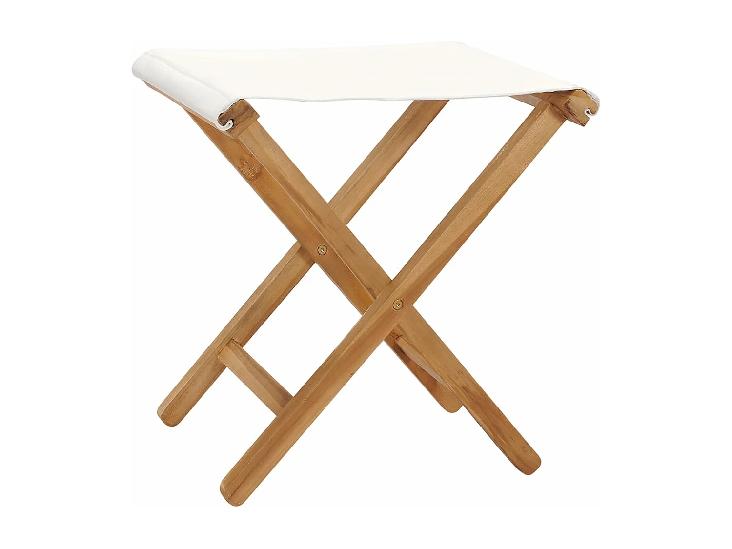 Chaises pliables 2 pcs Bois de teck solide et tissu Blanc crème