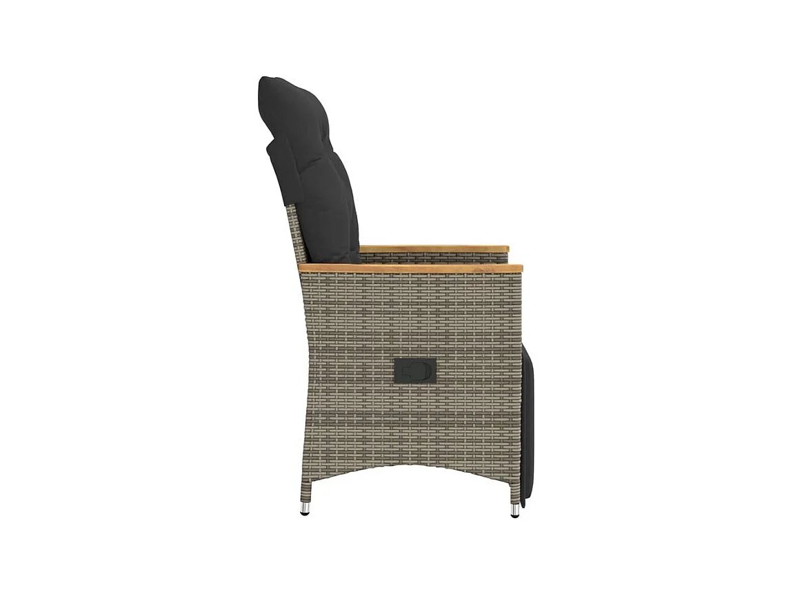 Chaise inclinable de jardin avec coussins gris résine tressée