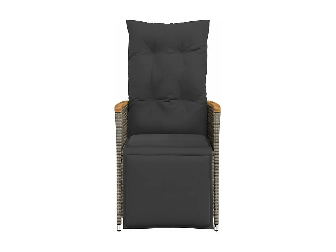 Chaise inclinable de jardin avec coussins gris résine tressée
