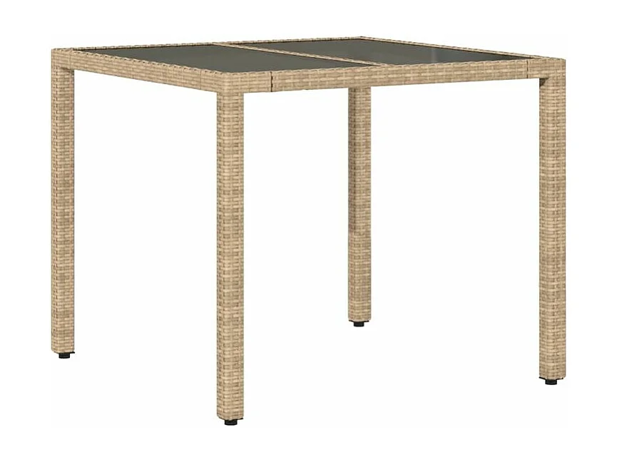 Ensemble à manger de jardin et coussins 5 pcs beige rotin verre