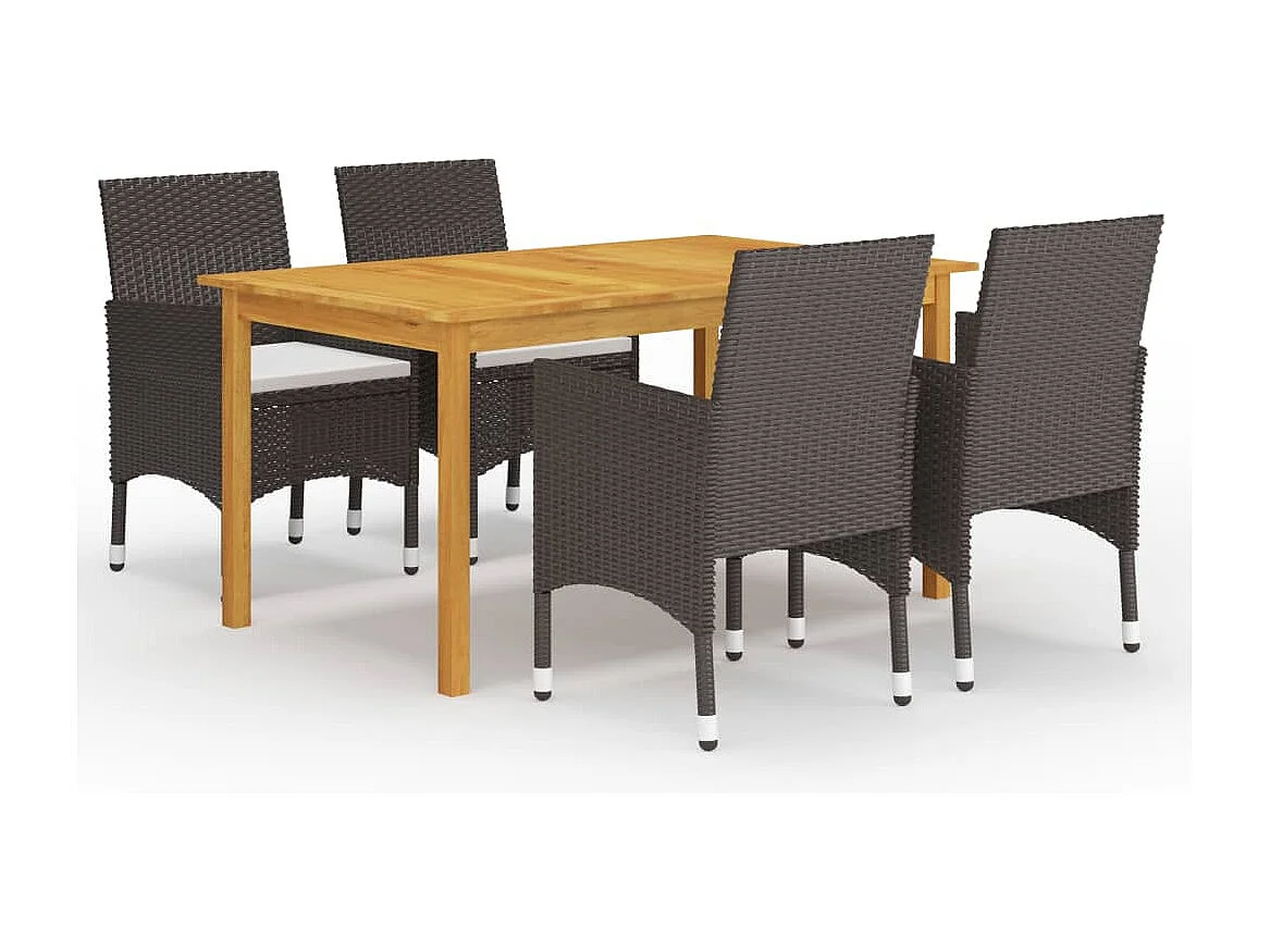 Ensemble de salle à manger de jardin 5 pcs Marron 21