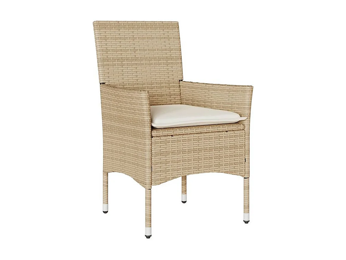 Ensemble à manger de jardin et coussins 5pcs beige rotin acacia