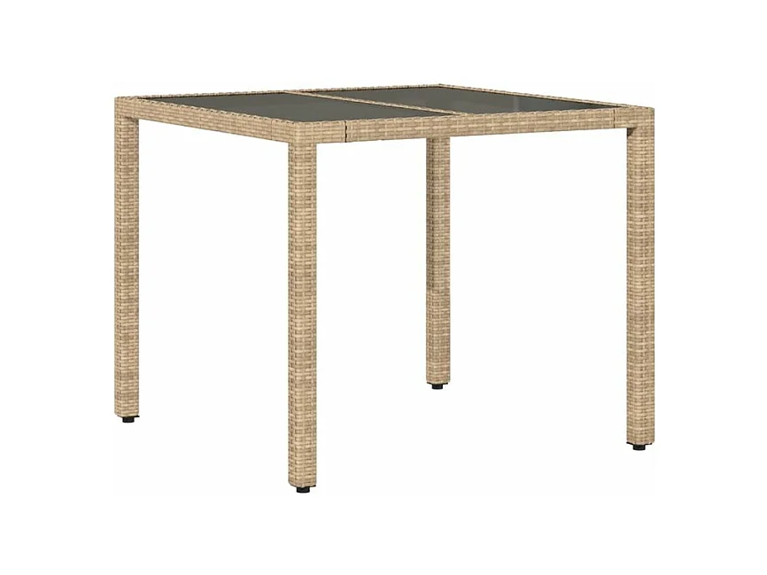 Ensemble à manger de jardin et coussins 3 pcs beige rotin verre