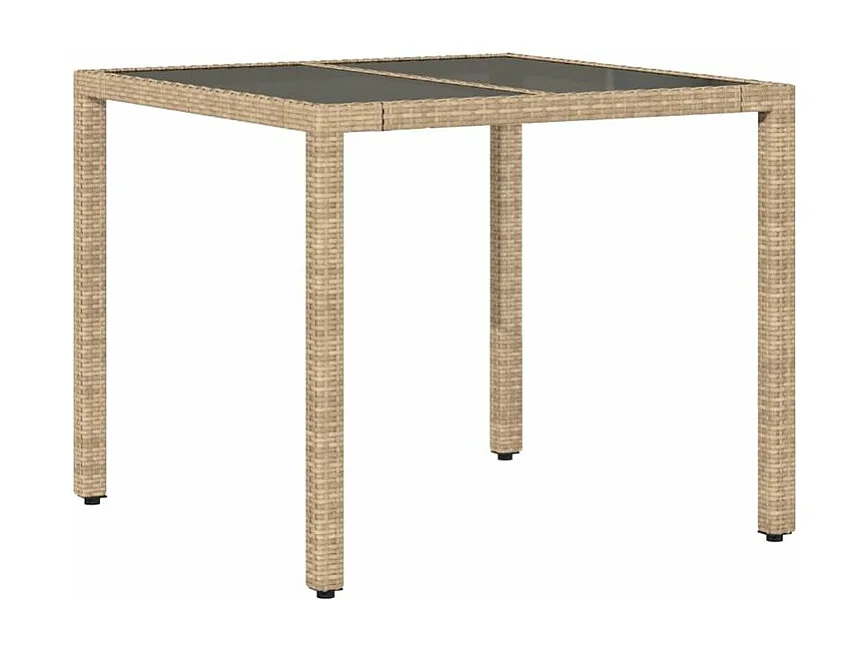 Ensemble à manger de jardin et coussins 3 pcs beige rotin verre