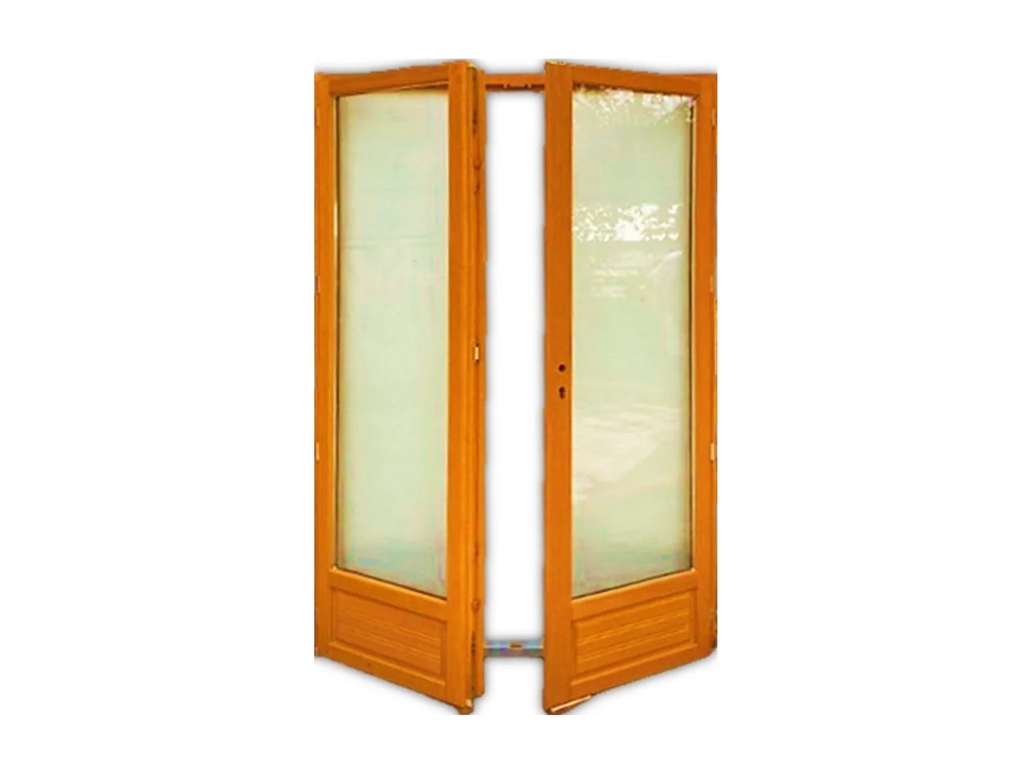 Porte Fenetre Bois 2 Vantaux H205 X L140 Cotes Tableau + Poignee Et Barillet (ref 01245f924) Gd Menuiseries