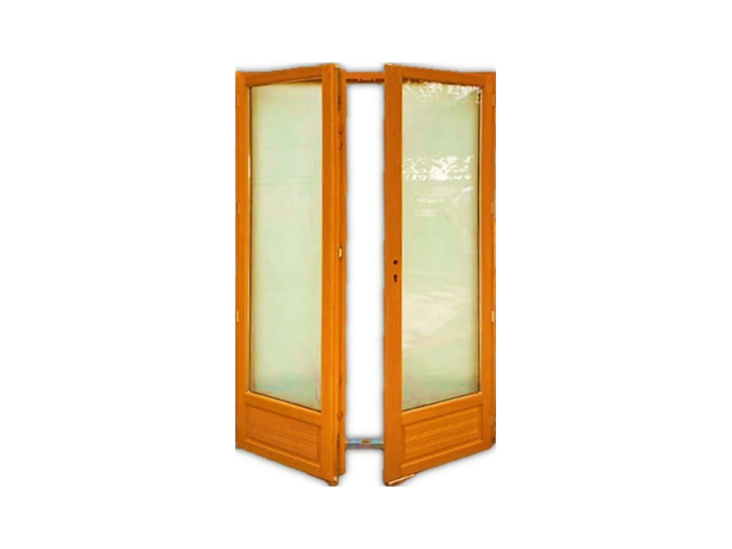 Porte Fenetre Bois 2 Vantaux H205 X L100 Cotes Tableau + Poignee Et Barillet (ref 01245f924) Gd Menuiseries