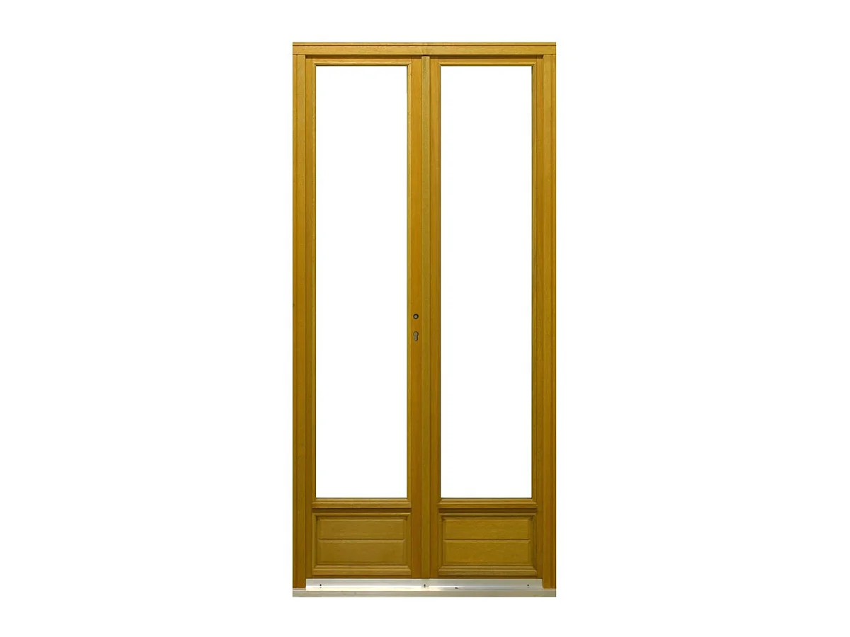 Porte Fenetre Bois 2 Vantaux H205 X L100 Cotes Tableau + Poignee Et Barillet (ref 01245f924) Gd Menuiseries