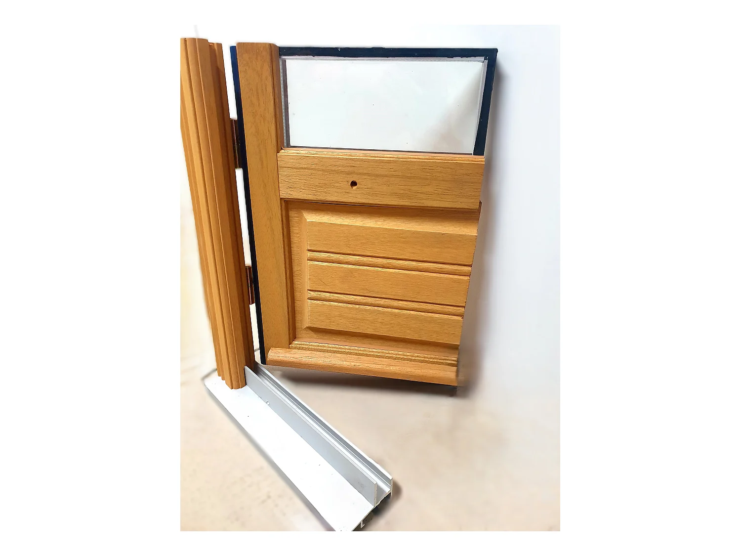 Porte Fenetre Bois 2 Vantaux H205 X L100 Cotes Tableau + Poignee Et Barillet (ref 01245f924) Gd Menuiseries