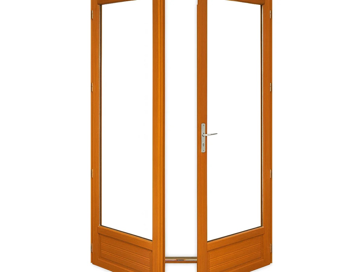 Porte Fenetre Bois 2 Vantaux H205 X L120 Cotes Tableau + Poignee Et Barillet (ref 01245f924) Gd Menuiseries
