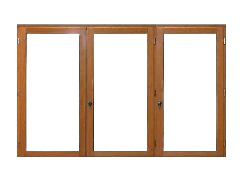 Fenetre Bois 3 Vantaux H125 X L180 Cotes Tableau + Poignee (ref 010220f9) Gd Menuiseries