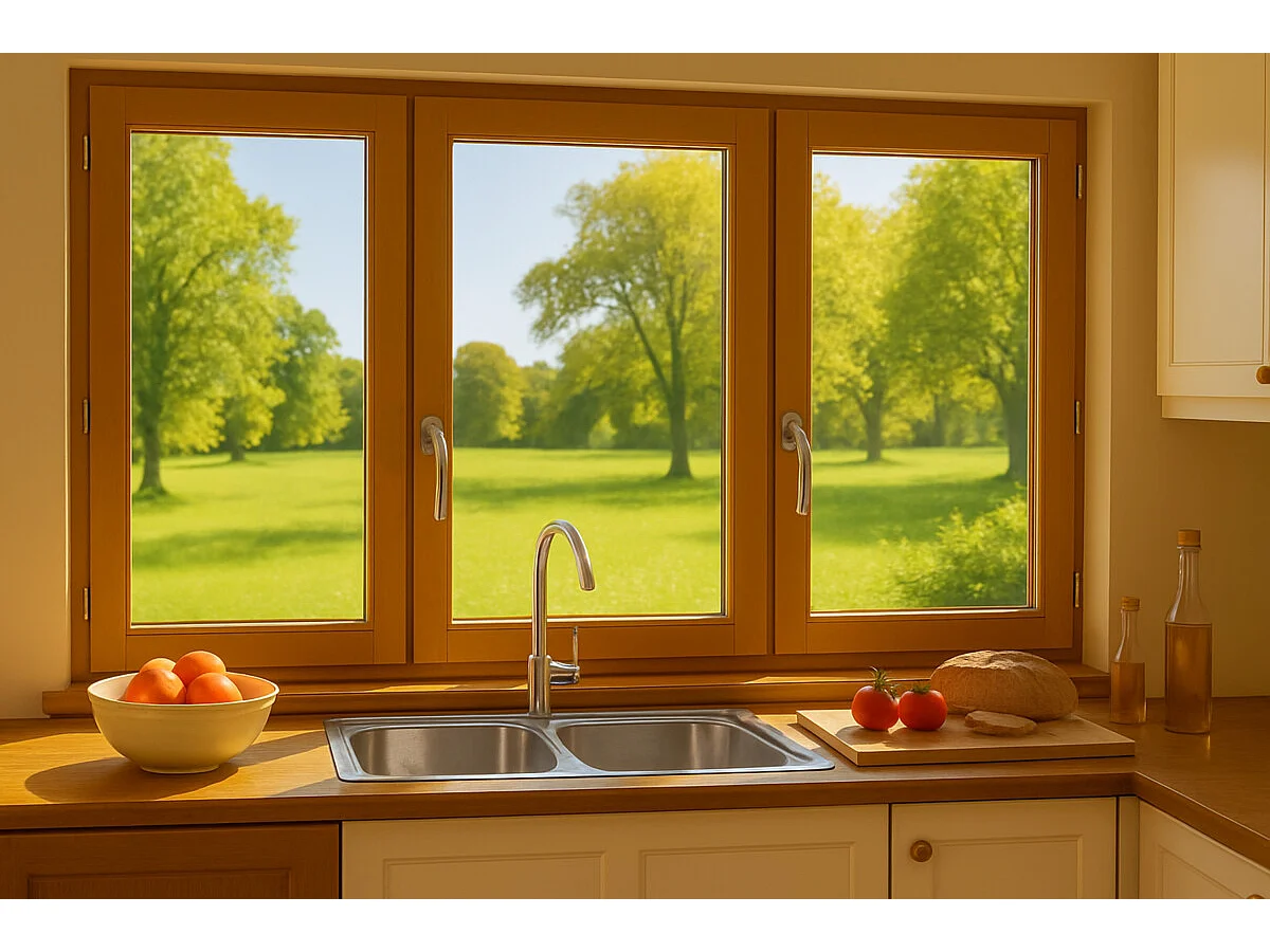 Fenetre Bois 3 Vantaux H125 X L180 Cotes Tableau + Poignee (ref 010220f9) Gd Menuiseries