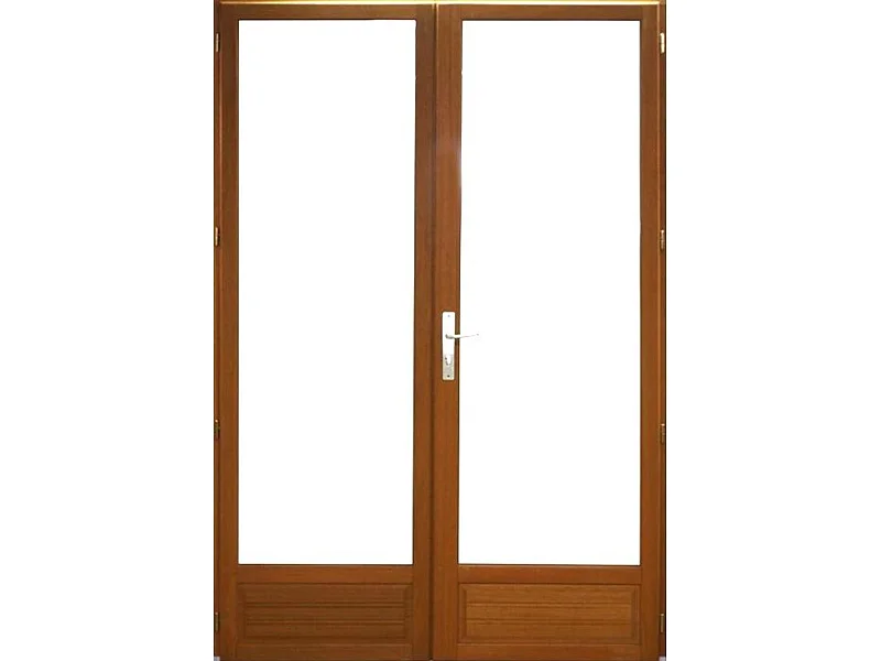 Porte Fenetre Bois 2 Vantaux  H225 X L100 Cotes Tableau  + Poignee Et Barillet (ref 01245f924) Gd Menuiseries
