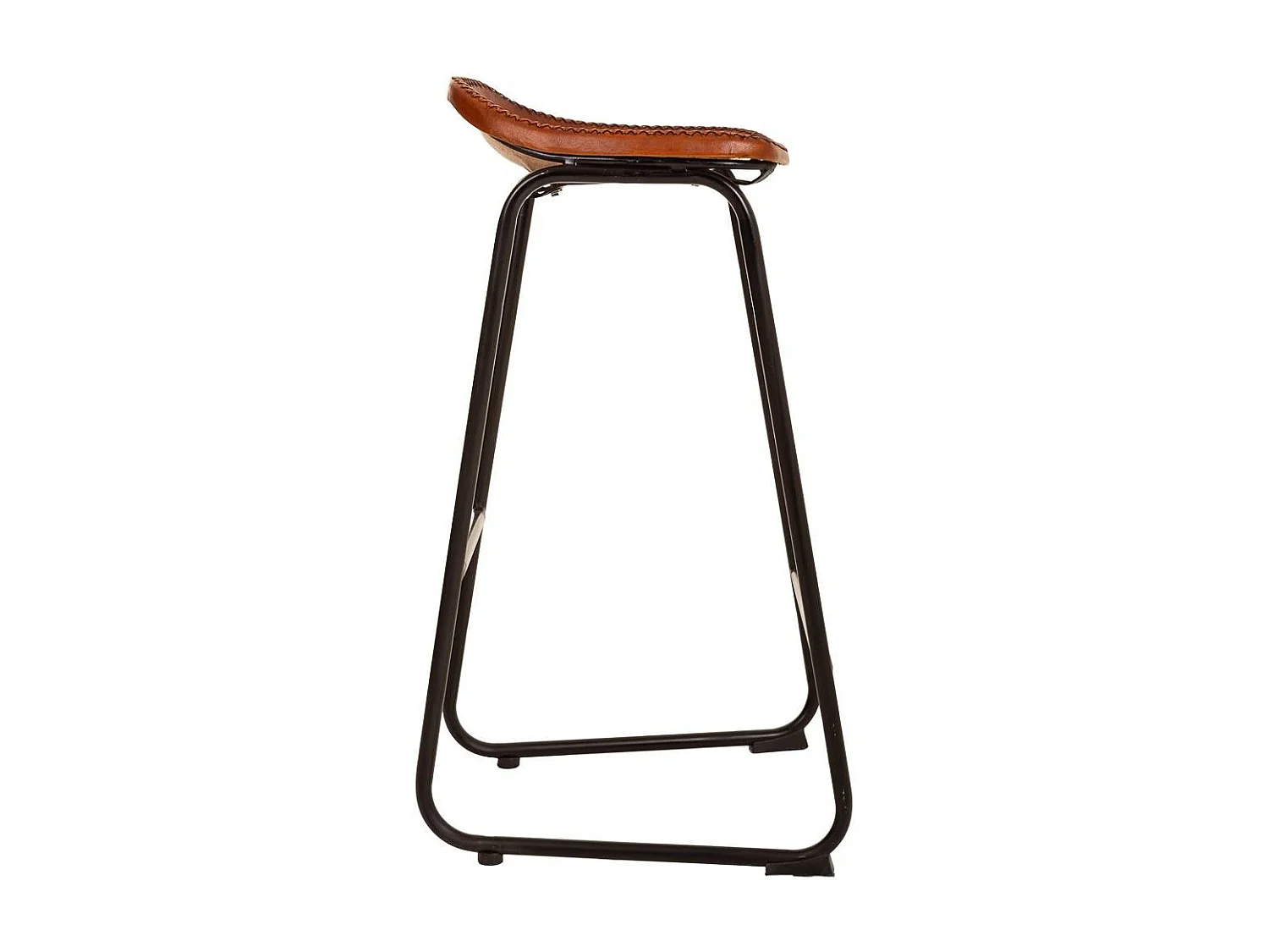 Tabouret en métal et cuir marron 46x46x80h