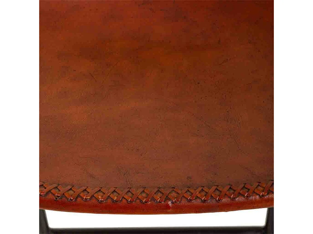 Tabouret en métal et cuir marron 46x46x80h