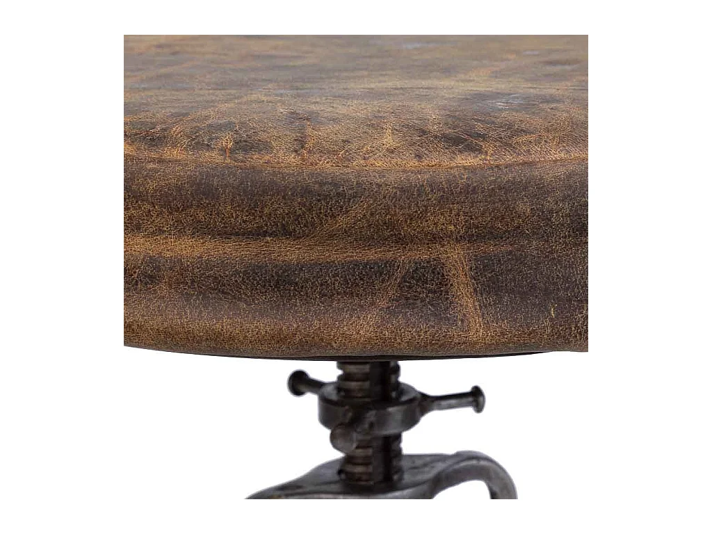 Taburete de metal y piel marrón 32x32x57