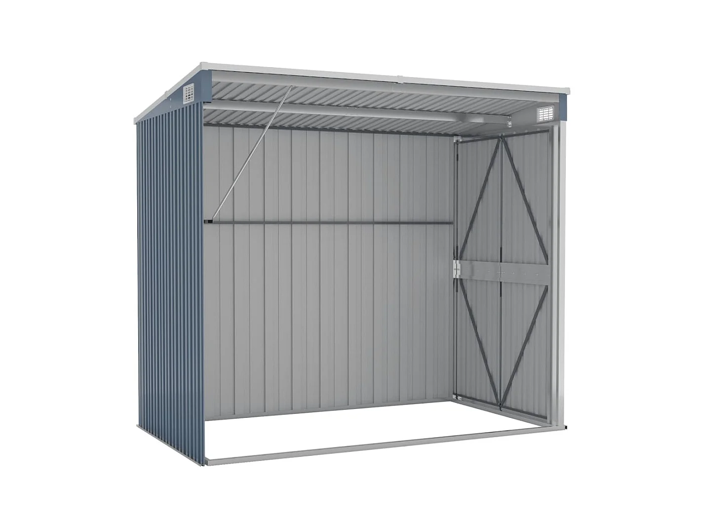 Abri de jardin mural Gris 118x194x178 Acier galvanisé