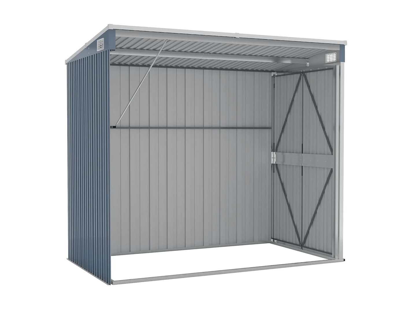 Abri de jardin mural Gris 118x194x178 Acier galvanisé