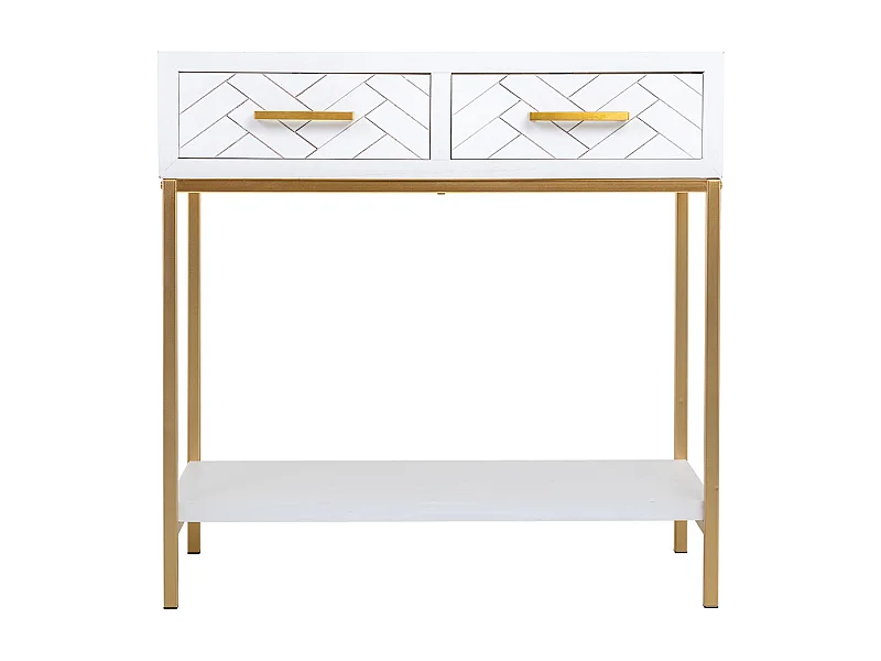 Meuble d'entrée avec 2 tiroirs, bois et métal, 80x42x79h cm