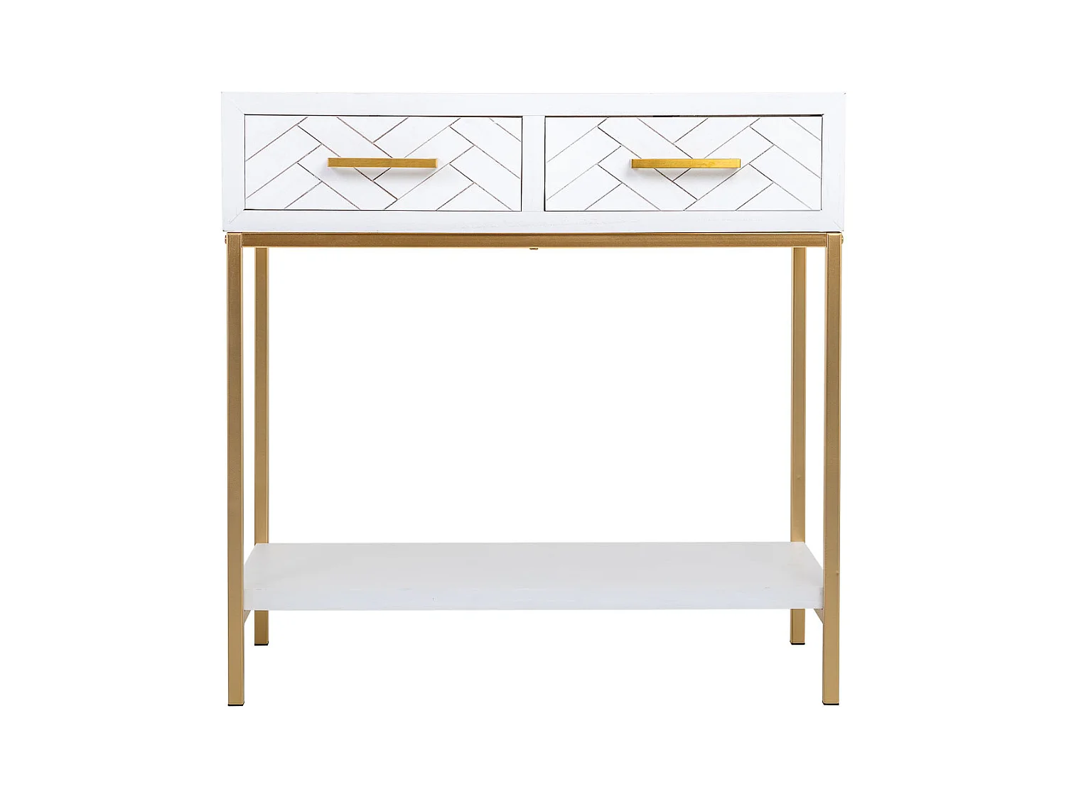 Meuble d'entrée avec 2 tiroirs, bois et métal, 80x42x79h cm