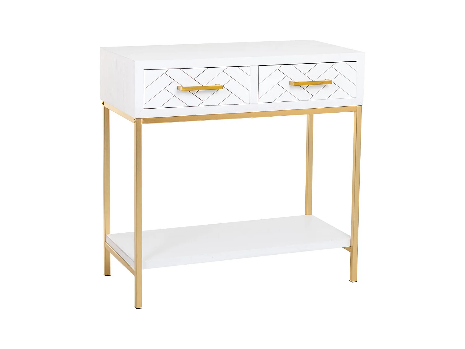 Meuble d'entrée avec 2 tiroirs, bois et métal, 80x42x79h cm