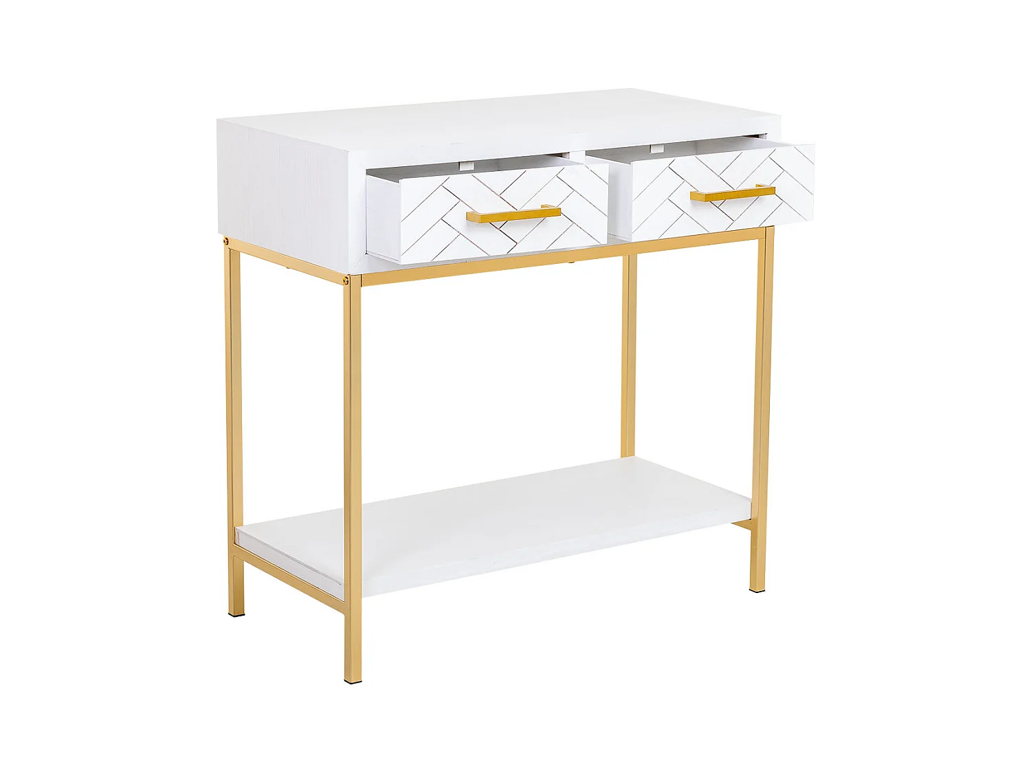 Meuble d'entrée avec 2 tiroirs, bois et métal, 80x42x79h cm