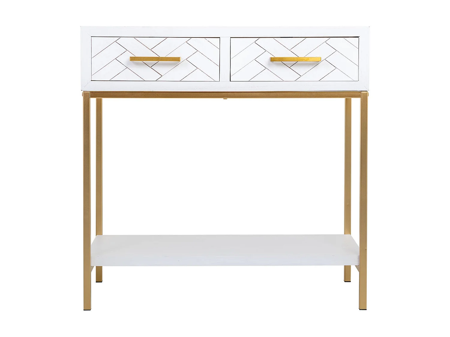 Móvel de corredor com 2 gavetas, madeira e metal, 80x42x79h cm