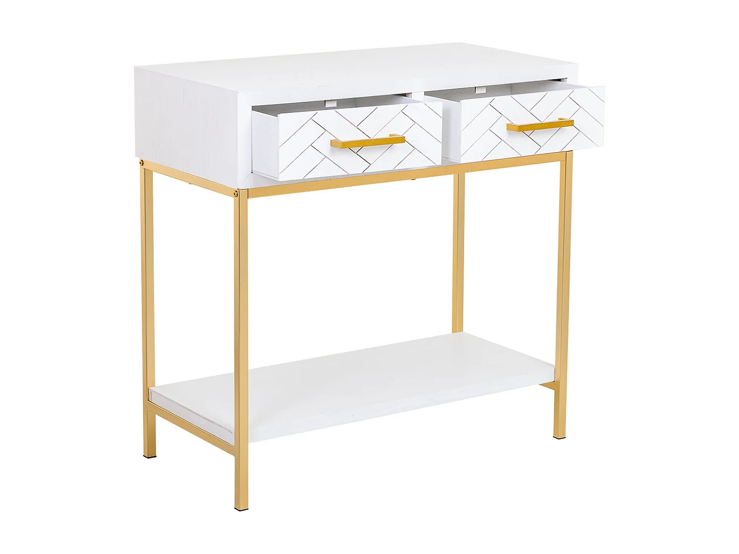 Mobile ingresso con 2 cassetti, legno e metallo, 80x42x79h cm