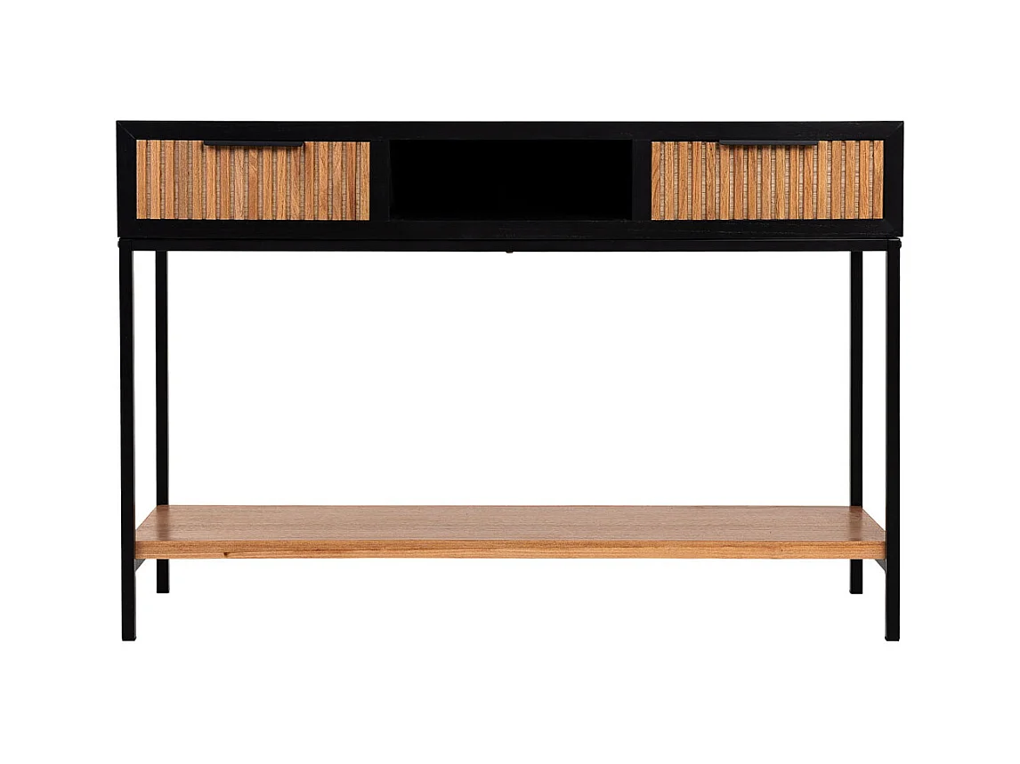 Corredor com duas gavetas, madeira e metal, 120x40x69h cm