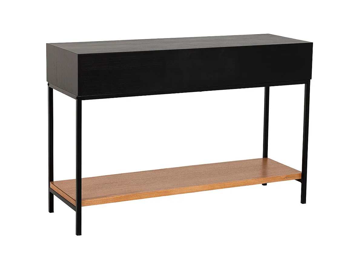 Corredor com duas gavetas, madeira e metal, 120x40x69h cm