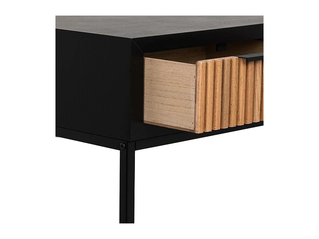 Corredor com duas gavetas, madeira e metal, 120x40x69h cm