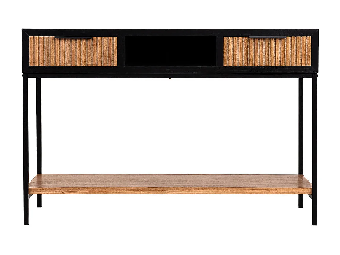 Corredor com duas gavetas, madeira e metal, 120x40x69h cm