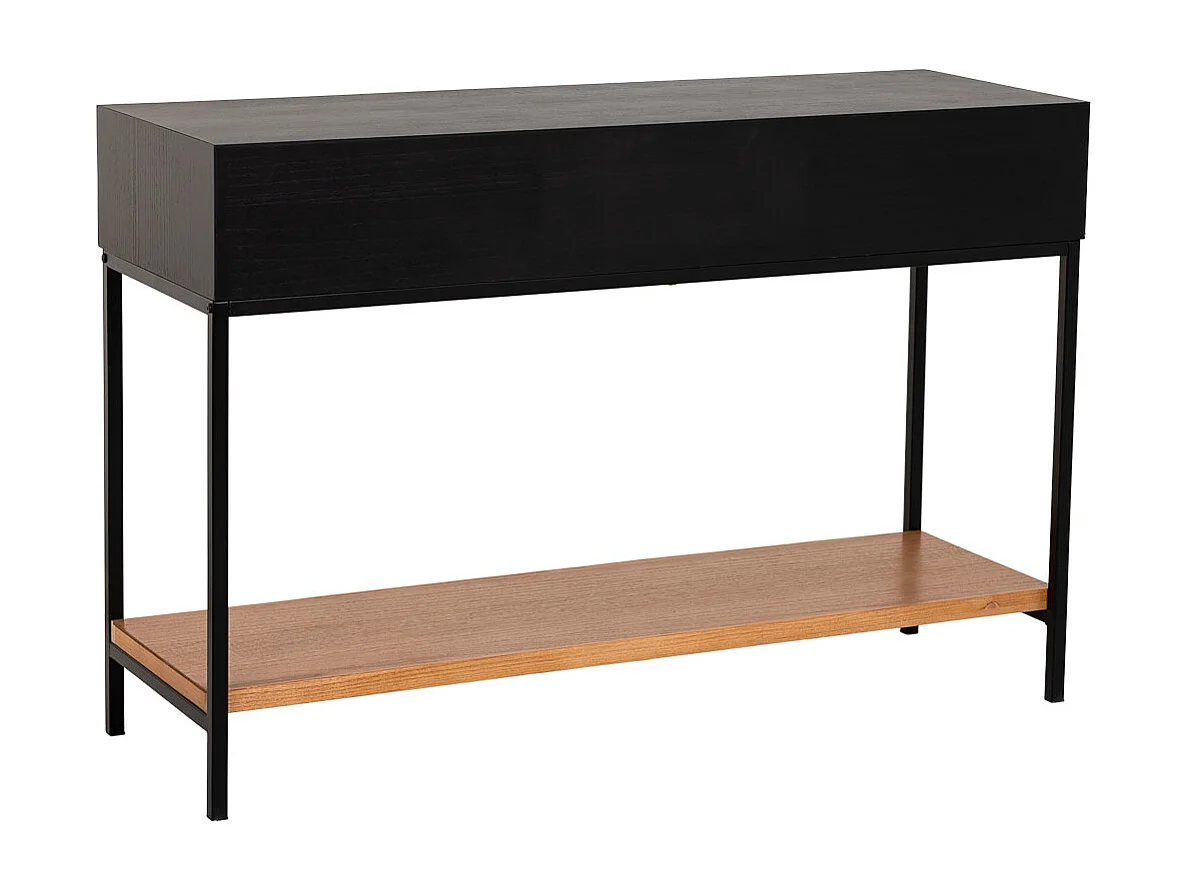 Corredor com duas gavetas, madeira e metal, 120x40x69h cm