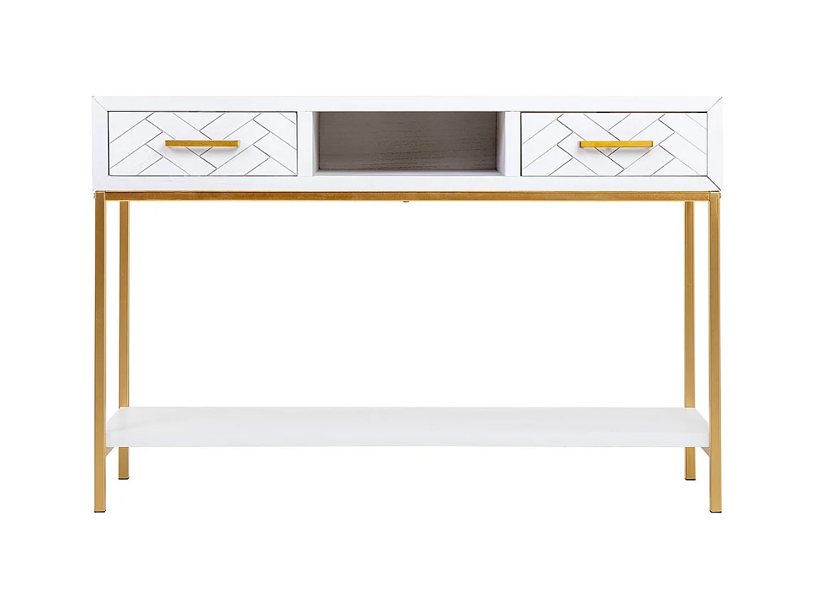 Meuble d'entrée avec deux tiroirs, bois et métal, 120x40x69h cm