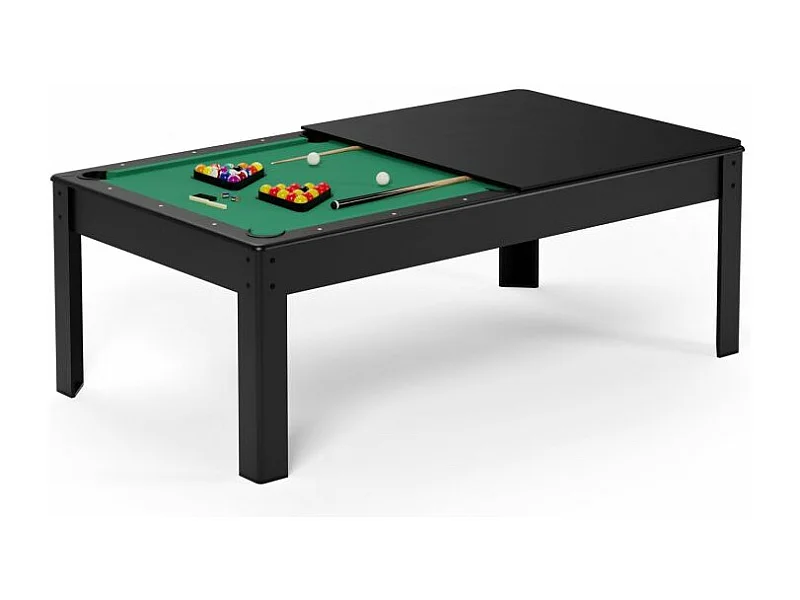 Billard Américain convertible table 6 places KITBILL 6Ft - 206,5 x 116,5 x 80 cm Plateau dînatoire et accessoires inclus - Noir