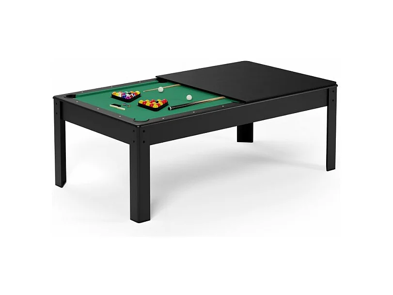 Billard Américain convertible table 6 places KITBILL 6Ft - 206,5 x 116,5 x 80 cm Plateau dînatoire et accessoires inclus - Noir