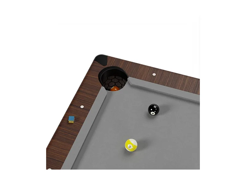 Billard Américain convertible table 8 places KITBILL 7Ft- 226,5 x 126,5 x 80cm Plateau dînatoire et accessoires inclus - Marron