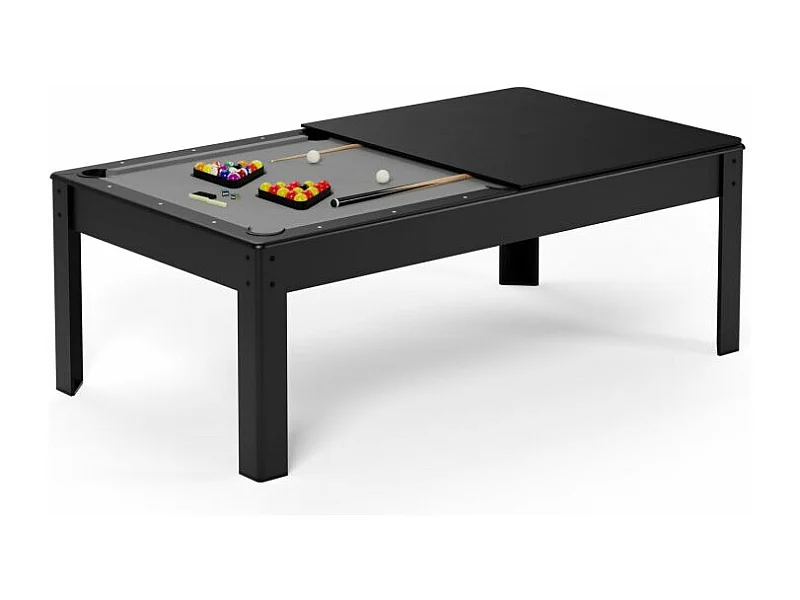Billard Américain convertible table 8 places KITBILL 7Ft - 226,5 x 126,5 x 80cm Plateau dînatoire et accessoires inclus - Noir