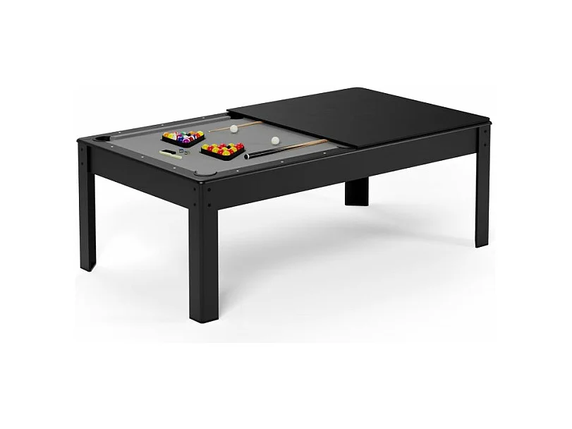 Billard Américain convertible table 8 places KITBILL 7Ft - 226,5 x 126,5 x 80cm Plateau dînatoire et accessoires inclus - Noir