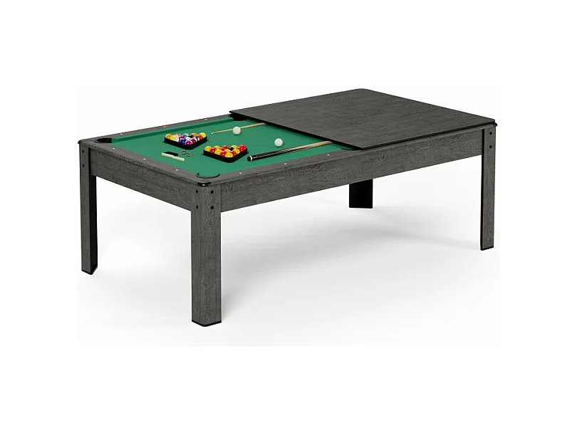 Billard Américain convertible table 6 places KITBILL 6Ft - 206,5 x 116,5 x 80 cm Plateau dînatoire et accessoires inclus - Gris