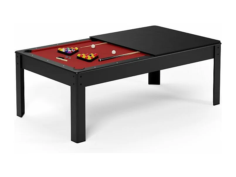Billard Américain convertible table 8 places KITBILL 7Ft - 226,5 x 126,5 x 80cm Plateau dînatoire et accessoires inclus - Noir