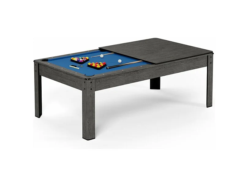 Billard Américain convertible table 6 places KITBILL 6Ft - 206,5 x 116,5 x 80 cm Plateau dînatoire et accessoires inclus - Gris