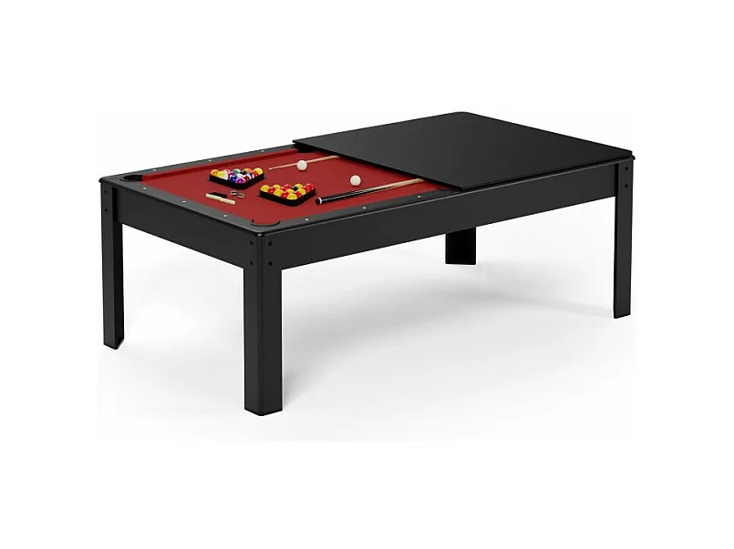 Billard Américain convertible table 6 places KITBILL 6Ft - 206,5 x 116,5 x 80 cm Plateau dînatoire et accessoires inclus - Noir